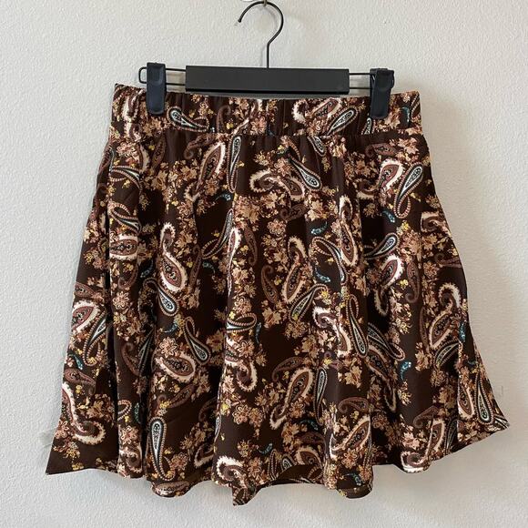 VERO MODA High Waisted Skirt Coffee Bean Dora Paisley Medium NWT - Picture 1 of 8